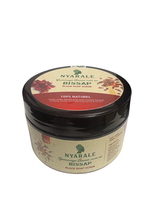 Gommage au Savon Noir Africain & Bissap (HIBISCUS) – Éclat Naturel (200 g)