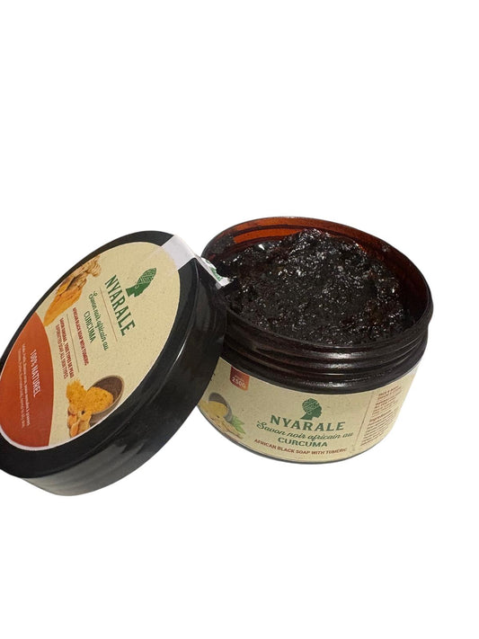 Savon Noir Africain au Curcuma – Éclat & Purification Naturelle (250 g)