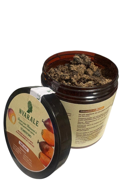 Savon Noir Artisanal à l’Huile de Palmiste Noire – Nettoyage & Hydratation Traditionnelle (500 g)